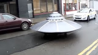 Irish Police Escort Mysterious UFO Down Main Street [upl. by Ttocserp]