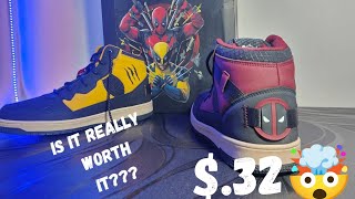 DEADPOOL X WOLVERINE SNEAKERS  OFFICIAL MARVEL MERCHANDISE  IS IT REALLY WORTH IT deadpool [upl. by Nawor]