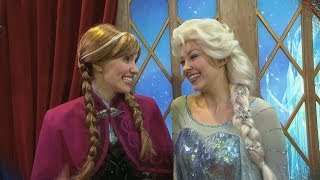 Anna and Elsa quotFrozenquot meetandgreet in Norway at Epcot in Walt Disney World [upl. by Farro]