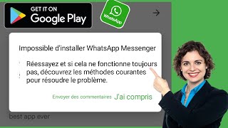 Comment réparer lerreur Impossible dinstaller WhatsApp Messenger sur Google Play Store 2024 [upl. by Donia700]