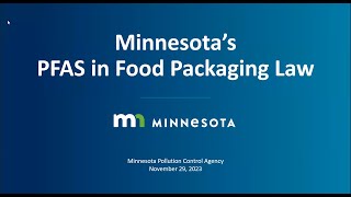 PFAS in Food Packaging Webinar [upl. by Olotrab]