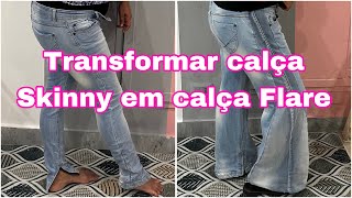 Como alargar calça jeans  como transformar skinny em calça flare  conserto de roupa Huda Nunes [upl. by Vokay770]