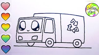 cute garbage truck drawing  garbage truck drawing  dustbin lorry drawing [upl. by Sivia242]