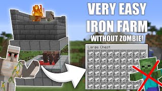 Minecraft Easy IRON FARM Without a Zombie  Tutorial 119 [upl. by Merdith]