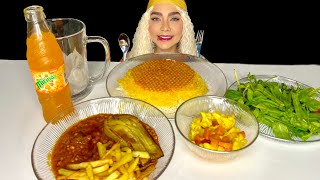 موکبانگ خورشت قیمه با برنج و ته دیگ🤤asmr persian food gheyme with rice and tahdig [upl. by Ellehcen884]