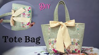 Cara membuat tas  Tote bag pakai tali Tote bag tutorial [upl. by Enihpets]