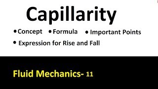 Definition of Capillarity Formulas Expression for Rise and Fall Fluid Mechanics 11 [upl. by Skutchan]