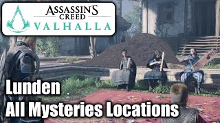 Assassins Creed Valhalla  Lunden All Mysteries Locations amp A Rivalry for the Ages Quest [upl. by Rip29]