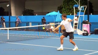 Roger Federer  Slow Motion Backhand Volleys in HD Australian Open 2011 [upl. by Llertnod]