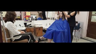 8155 Part 2 Melanie drycut dry haircut in barbershop barberchair [upl. by Nymsaj757]