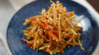 Super Delicious Way to Eat Burdock Roots  Japanese Burdock Root Recipe [upl. by Krisha391]