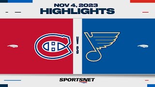 NHL Highlights  Canadiens vs Blues  November 4 2023 [upl. by Ennywg]