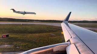 Delta A321 Sunset Takeoff with Beautiful Thrust Reduction — RDU  SLC [upl. by Judenberg297]