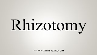 How To Say Rhizotomy [upl. by Niamrahc]