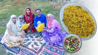 Perfect Istanbuli Polo recipe  Vegan and healthy green beans and rice  village cooking [upl. by Sualokcin]