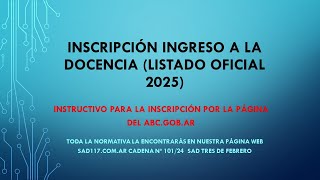 Inscripción ingreso a la docencia 2025 [upl. by Aderf]