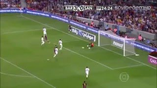 Barcelona 8 x 0 Santos Santos leva chocolate do Barça Troféu Joan Gamper 02 08 2013 Globo HD [upl. by Lovering]