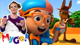 Learn About Kangaroos  MORE  Blippi Wonders  MyGo Sign Language For Kids  ASL [upl. by Waiter]