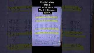 Florida Lottery Pick 3 March 2023 Monthly Forecast Good Luck FreeGame Request 🤑💰💸 [upl. by Auoh930]