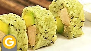 Nueva cocina colombiana  Rollitos de arroz cocido con guascas estilo sushi [upl. by Dowell]