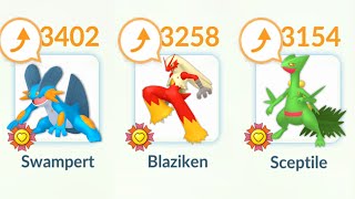 ALL LEVEL 50 HOENN STARTERS TEAM in POKEMON GO [upl. by Etnaik]