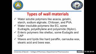 Lecture 12 Microencapsulation 1 2 [upl. by Anipsed]