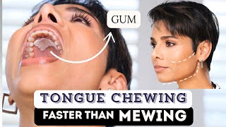 Try TONGUE CHEWING for 30 days One FACE EXERCISE for DOUBLE CHIN and JAW RESHAPING [upl. by Klara]