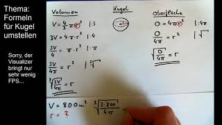 Formeln umstellen für Kugel  VORLÄUFIGES VIDEO  Fernunterricht [upl. by Soisatsana]