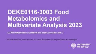 Food Metabolomics and Multivariate Analysis 2023  Parte 2 [upl. by Rysler]