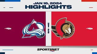 NHL Highlights  Avalanche vs Senators  January 16 2024 [upl. by Moorish]