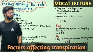 Factors Affecting The Rate Of Transpiration  NMDCAT 2021 [upl. by Huntlee]