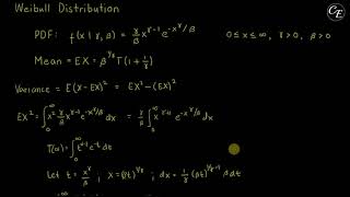 Weibull Distribution  Derivation of Mean Variance amp Moments in English [upl. by Weixel327]