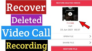 How To Recover Deleted Video Call Recording  Restore Video Call Record [upl. by Ahsirk138]