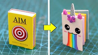 DIY Mini Unicorn notebook  how to make Mini Unicorn notebook from matchbox [upl. by Maryjo]