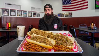 YOU HAVE TO EAT MORE THAN THE CURRENT CHAMP TO BEAT THIS CHEESESTEAK CHALLENGE  BeardMeatsFood [upl. by Irfan]