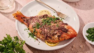 Greek Baked Tilapia with Simple Tapenade Recipe [upl. by Anna-Diana]