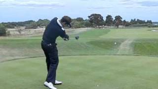 Nick Dougherty Golf Swing with Driver in Slow Motion Down the Line [upl. by Etakyram]