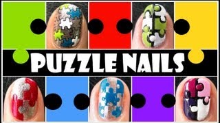 5 WAYS TO CREATE PUZZLE NAILS  EASY HOW TO TAPED KONAD STAMPING NAIL ART DESIGN TUTORIAL SHORT [upl. by Aikcin]