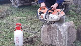 TS 410 STIHL 667 cm3  44 HP cut big stone amp metal [upl. by Morganica]