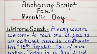 Anchoring Script For Republic Day  2024 Best Anchoring Script In English  Welcome Speech [upl. by Inaja985]