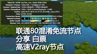 联通80混淆免流节点免费分享v2ray节点 [upl. by Idzik]