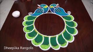 Newyear 2024 rangoli design 🌺 best Newyear muggulu 🌺 peacocks kolangal 🌺 easy rangoli [upl. by Lat]