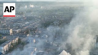 Rare drone footage shows town of Vovchansk in Ukraines Kharkiv in ruins [upl. by Isnam]