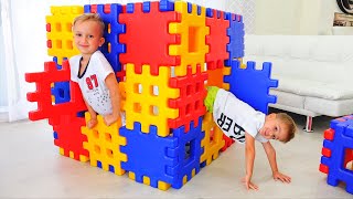 Vlad and Niki Playing with Toy Blocks Hide and Seek with Mom [upl. by Bannerman]