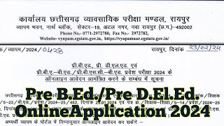 Pre BEdPre DElEd OnlineApplication 2024  Pre BSc BEd Pre BA BEd Online Application [upl. by Ledah]