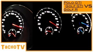 VW Golf 7 GTI vs Golf 7 R vs Polo 5 GTI 0Top Speed 1080p [upl. by Mayhs982]