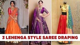 Lehenga Style Saree Draping How to wear silk saree in lehenga style [upl. by Mandych]