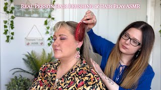 ASMR Whispered Hair Brushing Play Fixing amp Tucking on Michelle  Real Person Subscriber Pampering [upl. by Davies]