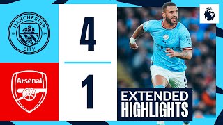 EXTENDED HIGHLIGHTS  Man City 41 Arsenal  De Bruyne Stones amp Haaland Goals [upl. by Aushoj]