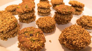 Barazek Sesame cookies with Pistachio برازق بطريقة صحية [upl. by Dagley522]